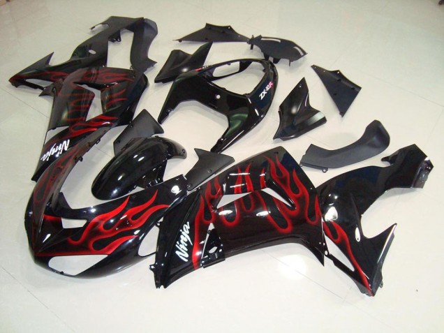 Schwarz rote Flamme ZX10R 06-07 Motorrad Verkleidungen Schwarz rote Flamme ZX10R 06-07 Motorrad Verkleidungen