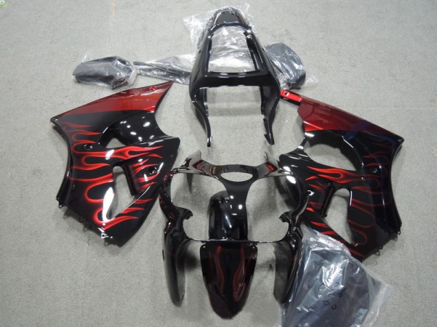 Schwarz rote Flamme ZX6R 00-02 Motorrad Verkleidung Schwarz rote Flamme ZX6R 00-02 Motorrad Verkleidung