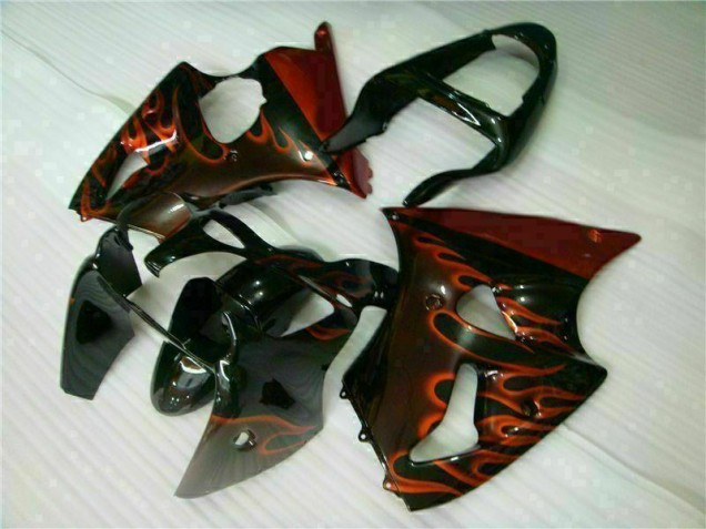 Schwarz rote Flamme ZX6R 00-02 Motorrad Verkleidungen Schwarz rote Flamme ZX6R 00-02 Motorrad Verkleidungen