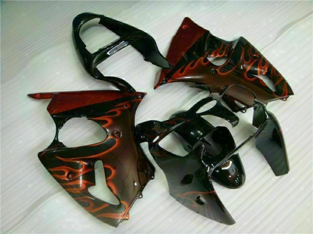 Schwarz rote Flamme ZX6R 00-02 Motorrad Verkleidungen Schwarz rote Flamme ZX6R 00-02 Motorrad Verkleidungen