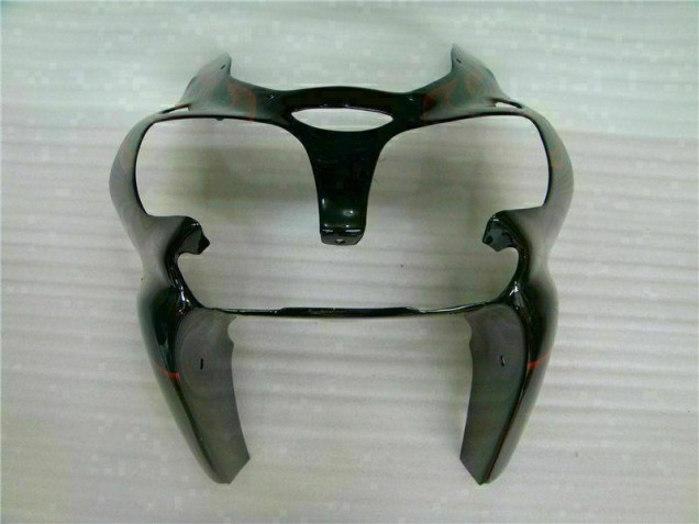 Schwarz rote Flamme ZX6R 00-02 Motorrad Verkleidungen Schwarz rote Flamme ZX6R 00-02 Motorrad Verkleidungen