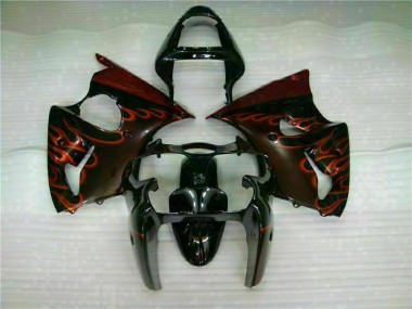 Schwarz rote Flamme ZX6R 00-02 Motorrad Verkleidungen
