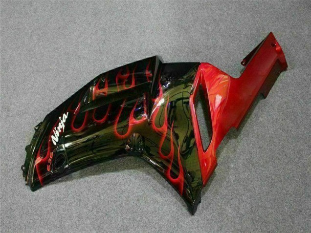 Schwarz rote Flamme ZX6R 07-08 Motorrad Verkleidungen Schwarz rote Flamme ZX6R 07-08 Motorrad Verkleidungen