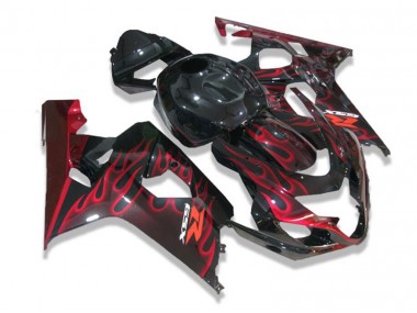 Schwarz rote Flammen GSXR 600 / 750 K4 04-05 Motorrad Verkleidungen