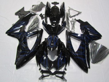 Schwarze Blau Flamme GSXR 600 K8 08-10 Motorrad Verkleidungen