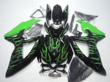 Schwarze Grüne Flamme GSXR 600 K8 08-10 Motorrad Verkleidungen