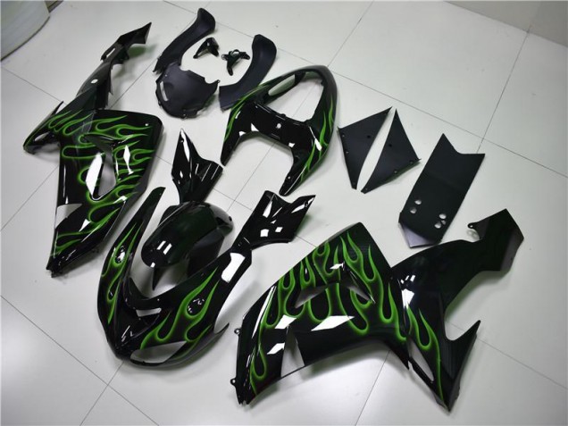 Schwarze Grüne Flamme ZX10R 06-07 Motorrad Verkleidungen Schwarze Grüne Flamme ZX10R 06-07 Motorrad Verkleidungen