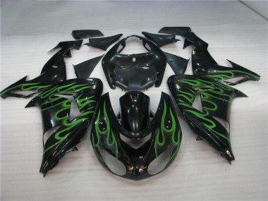 Schwarze Grüne Flamme ZX10R 06-07 Motorrad Verkleidungen