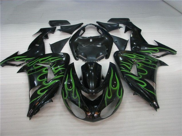Schwarze Grüne Flamme ZX10R 06-07 Motorrad Verkleidungen Schwarze Grüne Flamme ZX10R 06-07 Motorrad Verkleidungen