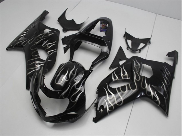 Schwarze Weiße Flamme GSXR 600 / 750 K1 K2 K3 01-03 Motorrad Verkleidungen Schwarze Weiße Flamme GSXR 600 / 750 K1 K2 K3 01-03 Motorrad Verkleidungen