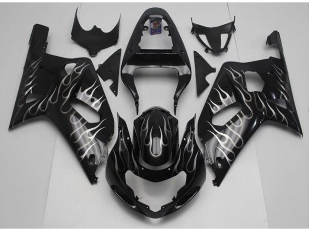 Schwarze Weiße Flamme GSXR 600 / 750 K1 K2 K3 01-03 Motorrad Verkleidungen Schwarze Weiße Flamme GSXR 600 / 750 K1 K2 K3 01-03 Motorrad Verkleidungen