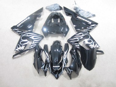 Schwarze Weiße Flamme ZX10R 03-05 Motorrad Verkleidungen