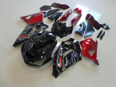 Schwarze und rote Silberflamme ZX14R ZZR 1400 06-11 Motorrad Verkleidungen