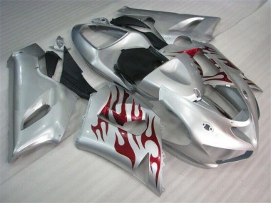 Silber Rot Flammen ZX6R 05-06 Motorrad Verkleidungen
