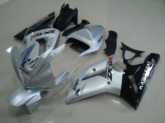 Silber Schwarz ZX6R 03-04 Motorrad Verkleidungen Silber Schwarz ZX6R 03-04 Motorrad Verkleidungen