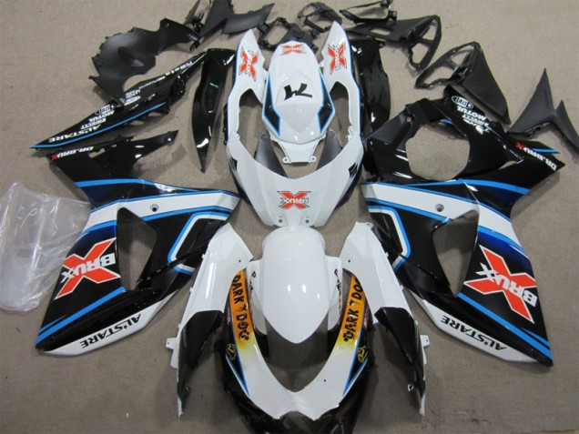 Weiß Blau Brux Dunkel Hund GSXR 1000 K9 09-16 Motorrad Verkleidungen Weiß Blau Brux Dunkel Hund GSXR 1000 K9 09-16 Motorrad Verkleidungen