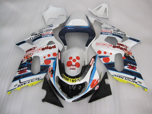 Weiß Blau Dunkel Hund GSXR 600 K1 K2 K3 01-03 Motorrad Verkleidungen Weiß Blau Dunkel Hund GSXR 600 K1 K2 K3 01-03 Motorrad Verkleidungen