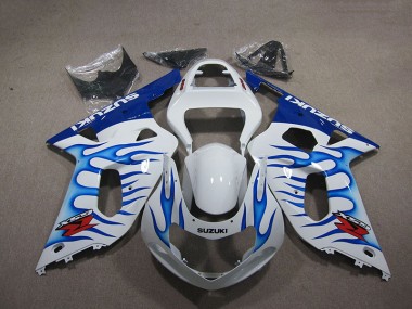 Weiß Blau Flamme GSXR 750 K1 K2 K3 01-03 Motorrad Verkleidungen