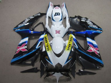 Weiß Dunkel Hund 07 GSXR 600 K8 08-10 Motorrad Verkleidungen