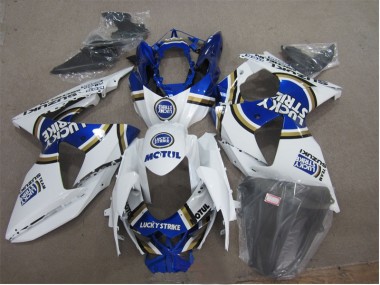 Weiß Lucky Strike Blau Motul GSXR 1000 K9 09-16 Motorrad Verkleidungen