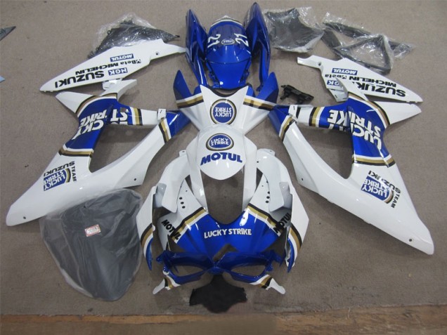 Weiß Lucky Strike Blau Motul GSXR 600 K8 08-10 Motorrad Verkleidungen Weiß Lucky Strike Blau Motul GSXR 600 K8 08-10 Motorrad Verkleidungen