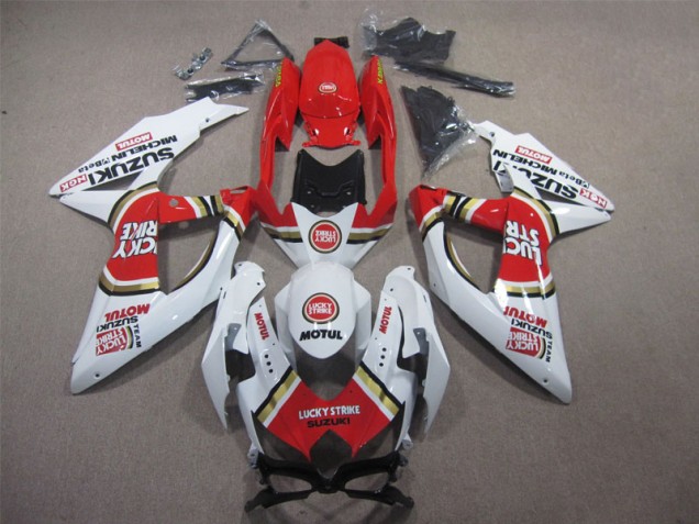 Weiß Lucky Strike Rot Motul GSXR 600 K8 08-10 Motorrad Verkleidungen Weiß Lucky Strike Rot Motul GSXR 600 K8 08-10 Motorrad Verkleidungen