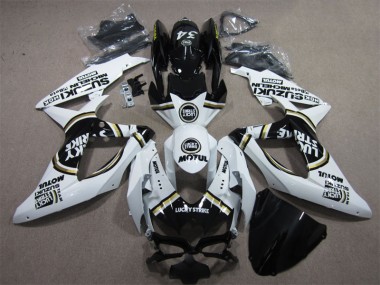 Weiß Lucky Strike Schwarz Motul GSXR 600 K8 08-10 Motorrad Verkleidungen