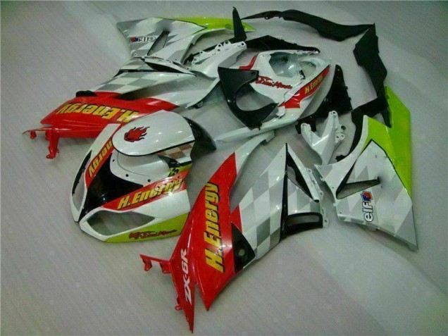Weiß Rot H. Energy ZX6R 09-12 Motorrad Verkleidungen Weiß Rot H. Energy ZX6R 09-12 Motorrad Verkleidungen