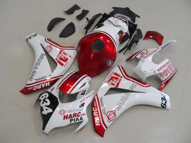 Weiß Rot HARC Pro PIAA 634 CBR 1000 RR 08-11 Motorrad Verkleidung Weiß Rot HARC Pro PIAA 634 CBR 1000 RR 08-11 Motorrad Verkleidung