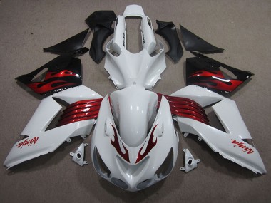 Weiß Rot Ninja ZX14R ZZR 1400 06-11 Motorrad Verkleidungen