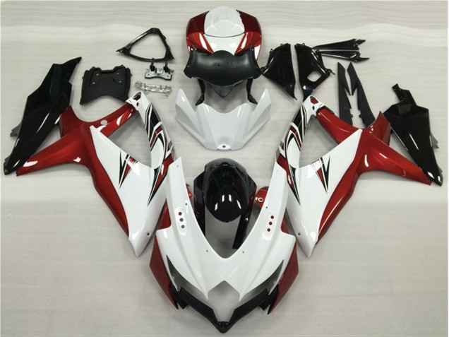 Weiß Rot Schwarz GSXR 600 / 750 K8 08-10 Motorrad Verkleidungen Weiß Rot Schwarz GSXR 600 / 750 K8 08-10 Motorrad Verkleidungen