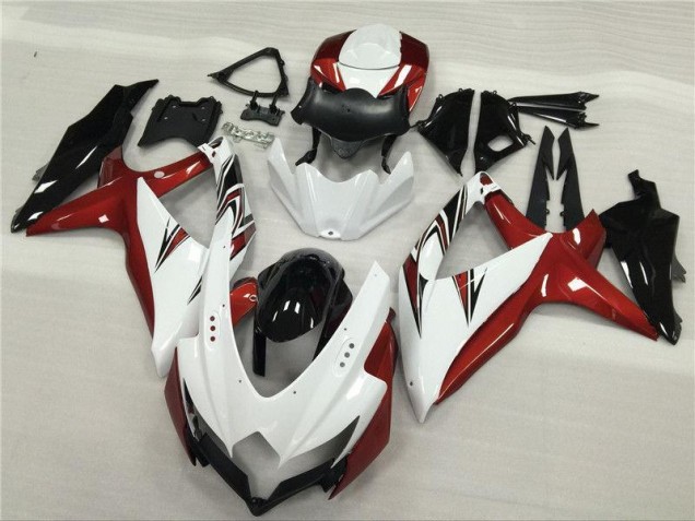 Weiß Rot Schwarz GSXR 600 / 750 K8 08-10 Motorrad Verkleidungen Weiß Rot Schwarz GSXR 600 / 750 K8 08-10 Motorrad Verkleidungen