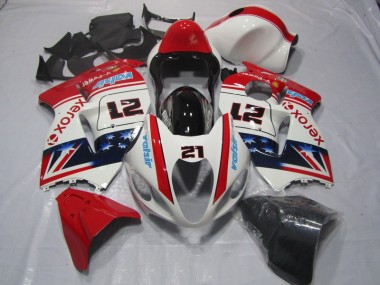 Weiß Rot Xerox 21 GSXR 1300 Hayabusa 96-07 Motorrad Verkleidungen