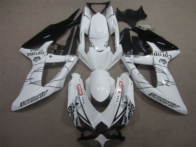 Weiß Schwarz Corona Extra Motul GSXR 600 K8 08-10 Motorrad Verkleidungen Weiß Schwarz Corona Extra Motul GSXR 600 K8 08-10 Motorrad Verkleidungen