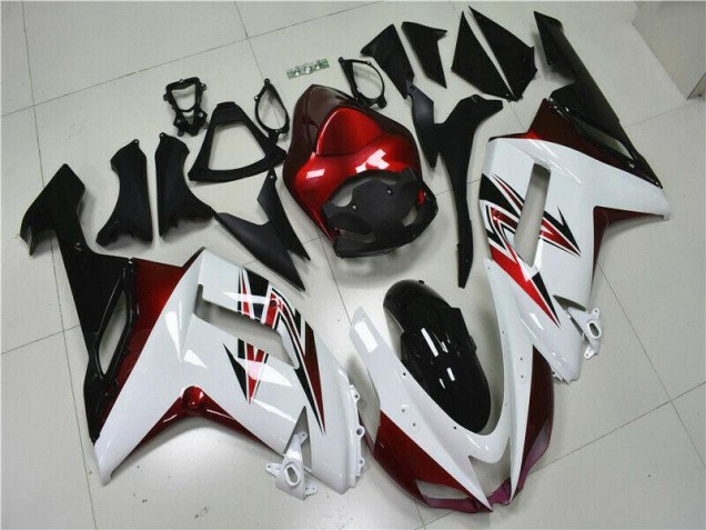 Weiß Schwarz Rot ZX6R 07-08 Motorrad Verkleidungen Weiß Schwarz Rot ZX6R 07-08 Motorrad Verkleidungen